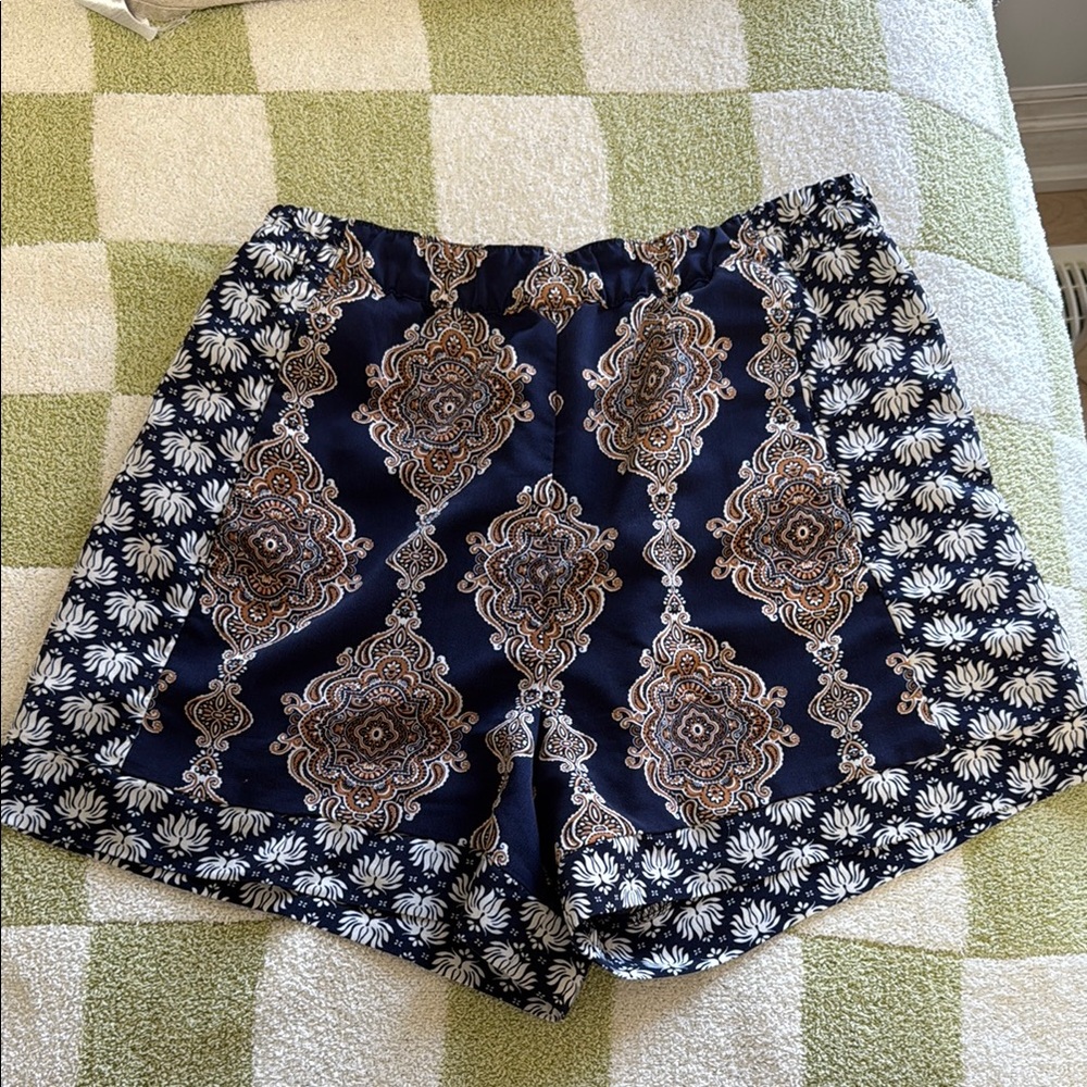 H&M High Waist Blue Bohemian Shorts